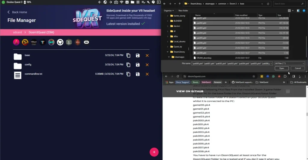 Load SideQuest APK games from File manager