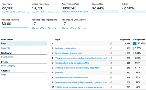 Google Analytics Behavior Overview Report