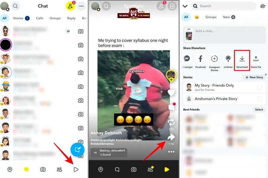 step by step guide to download snapchat reels to gallery